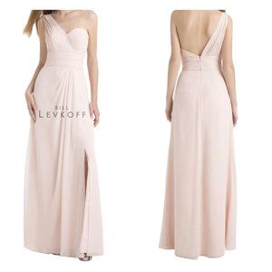 Bill Levkoff 749 Blush Pink One Shoulder Gown Bridesmaid Wedding Dress Size 2